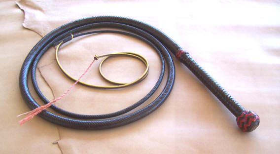 Bullwhip, 8 Foot 16 Plait Brandy With Red