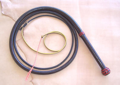 Bullwhip, 8 Foot 16 Plait Brandy With Red